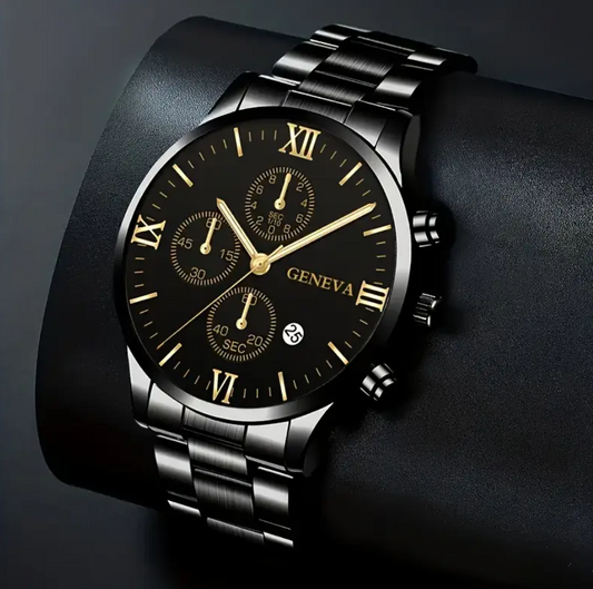 Geneva Black Gold – Relógio Masculino com Estilo e Presença