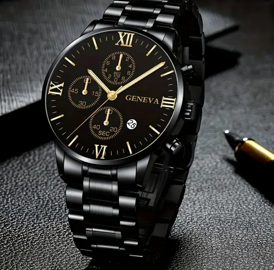 Geneva Black Gold – Relógio Masculino com Estilo e Presença
